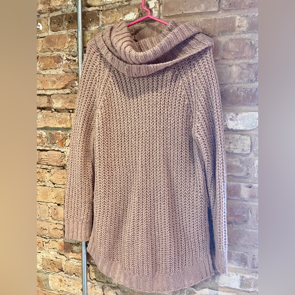 Dreamers Long Sleeve Turtleneck Knitted Tunic Sweater Dark Mauve - S